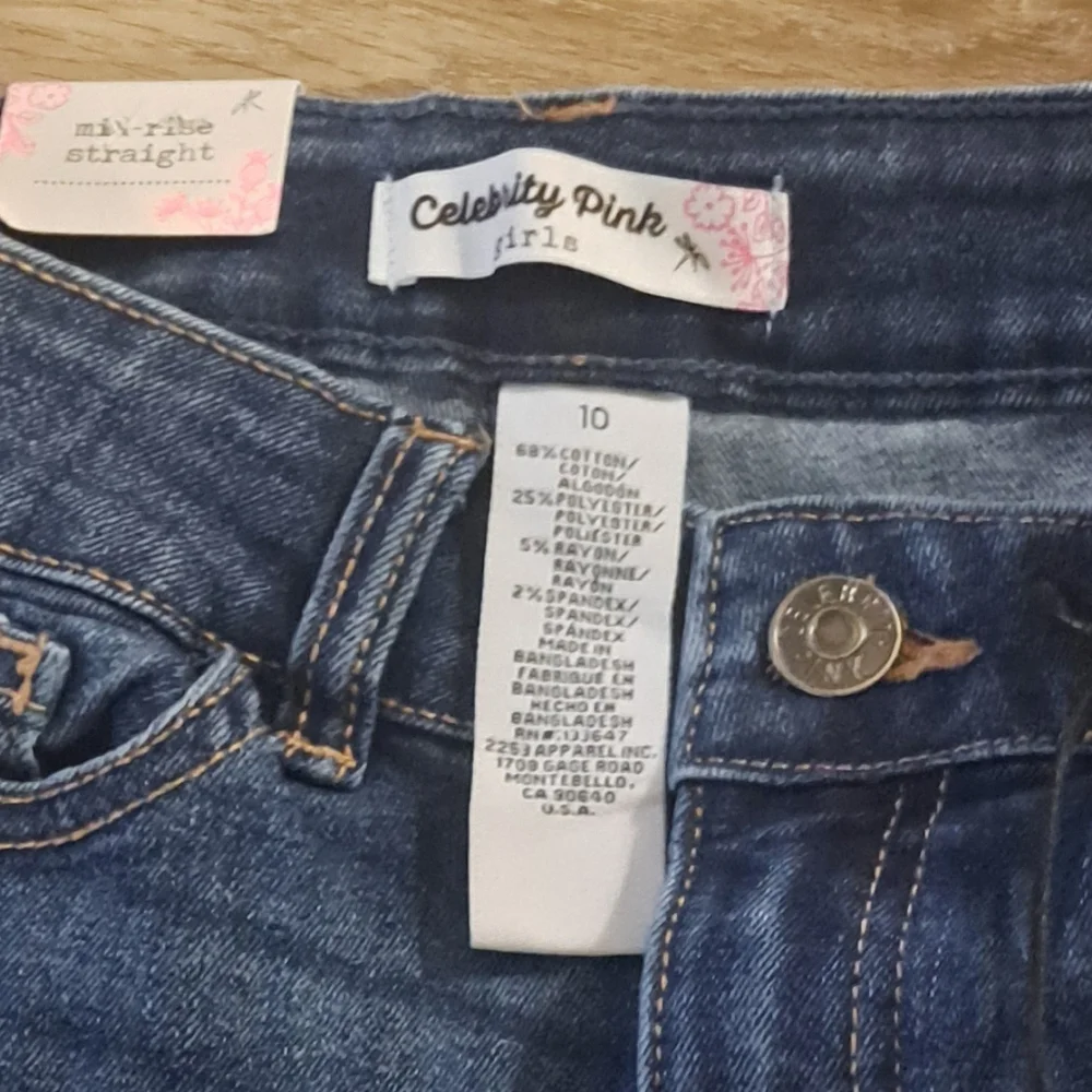 Celebrity Pink Kids Stylish Blue Denim Distressed Jeans Girl's Size 10 NWT